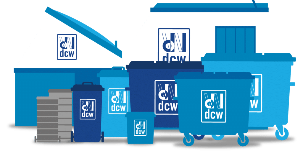 A collection of commercial wheelie bins from Devon Contract Waste