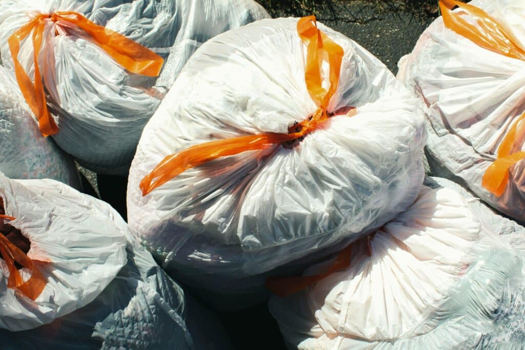 Collection of commercial waste bags